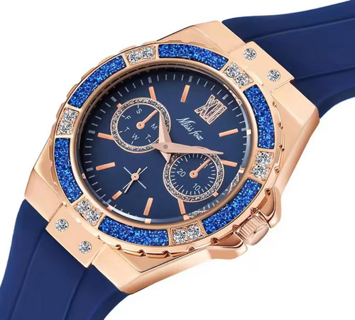 Reloj Para Mujer Deportivo Oro Rosa Con Diamantes De Lujo 