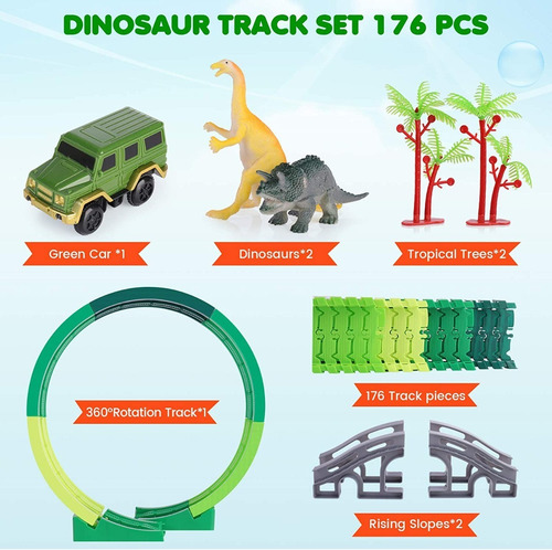 Imagen 5 de 8 de Niños Juguete Eléctrico Dinosaurio Rail Coche 184pcs
