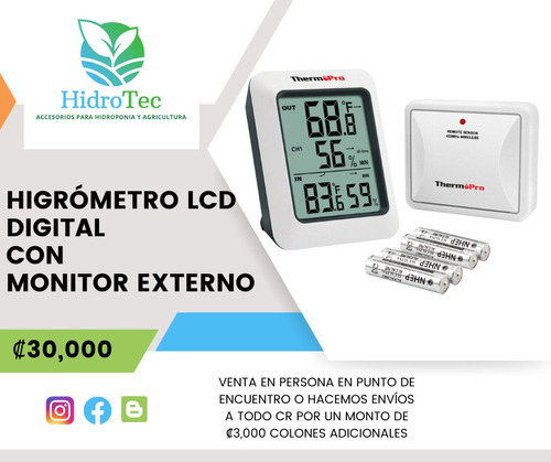 Higrómetro Lcd Digital Con Monitor Externo