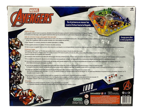 Imagen 5 de 8 de Juego Ludo Avengers Vengadores Marvel Ditoys Full