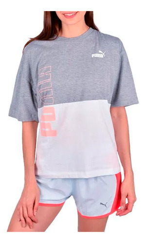 Remera Unisex Puma Power Colorblock Gris Jj deportes