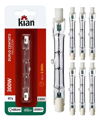Kit 10 Lampada Halogena Palito 300w 118mm Kian