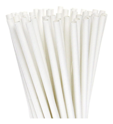 25 Canudo Papel Branco Canudinho 6mm Biodegradável Festa