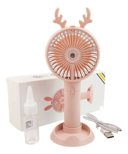 Elusso Usb Fan Fawn Spray Polvo Ventilador Mano 3 Viento