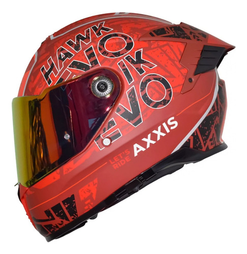 Casco Integral Axxis Hawk Lets Ride C5 Rojo