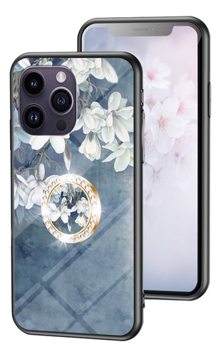 Funda De Silicona Para Huawei Serie Y7: Anillo, Silicona Líquida, Flor, A Prueba De Golpes