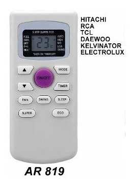 Imagen 2 de 10 de Control Remoto Aire Acondicionado Tcl Electrolux Hitachi Rca
