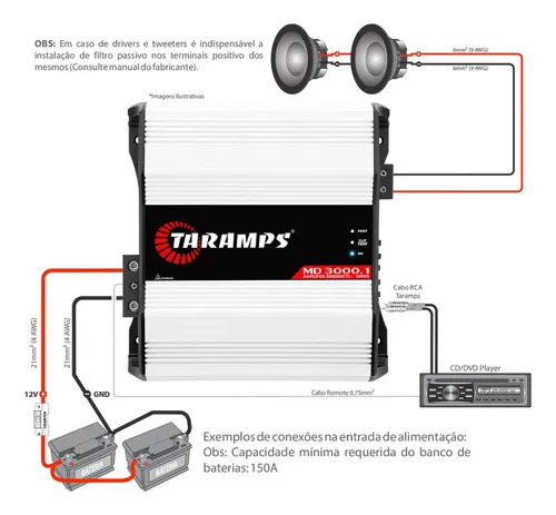 Modulo Taramps Md3000 1 Ohm Amplificador 3000w Digital 12v | Frete