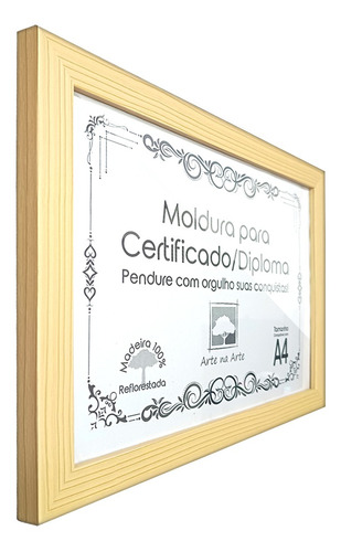 Diplomas Premium Madeira A4 Com Tela De Acetato E Mdf