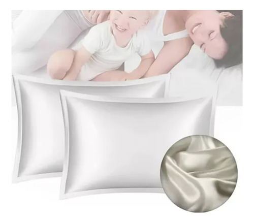 Fundas De Almohada Estándar Seda Pura Suaves Blanco Lisa