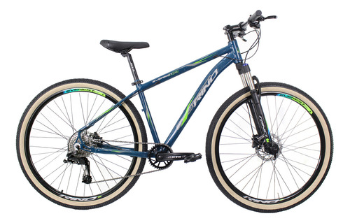 Bike Coroa Unica - Rino Everest Xr 1x9 - Hdiraulico - Trava Cor Azul-petróleo com Verde Tamanho do quadro 17