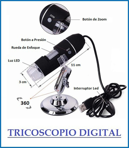 Dermatoscopio/tricoscopio Digital 1000x - Usb 