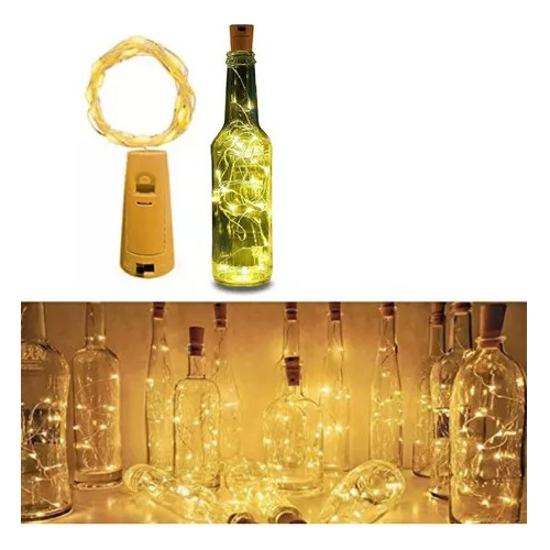 Corcho Alambre Luminoso Para Botella Decoraciones Luz Calida