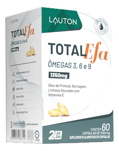 Kit 3x Total Efa Ômegas 3, 6, 9 1000mg - Lauton