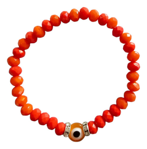 Pulsera Ojo Turco Nazar Envidia Amuleto Charm Cristal Negro Naranja 8.5 Cm 17 Cm
