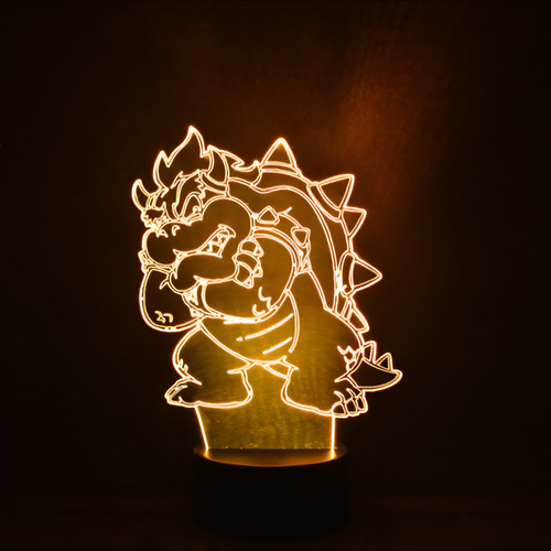 Lámpara 3d Bowser Super Mario Base Negra + Pilas