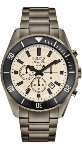 Bulova Marino Reloj Cuarzo Cronograma Dial Crema 43mm 98b205