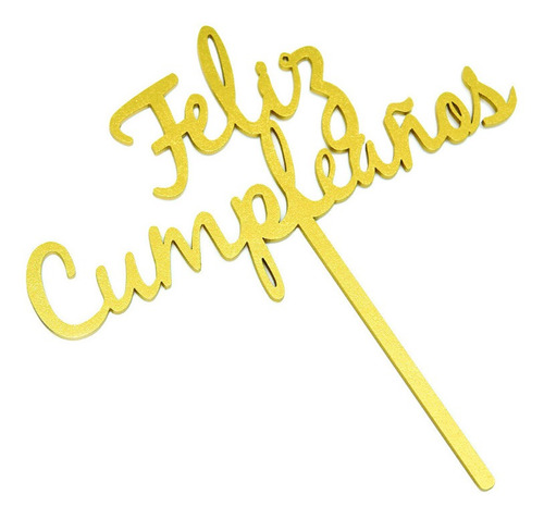 Letrero Pastel Cake Topper Feliz Cumpleaños Gold BdLG-001