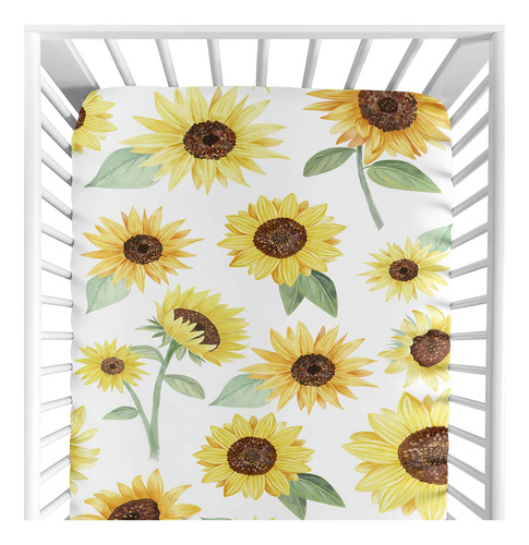 Sweet Jojo Designs Amarillo, Verde Y Blanco Sunflower Boho F