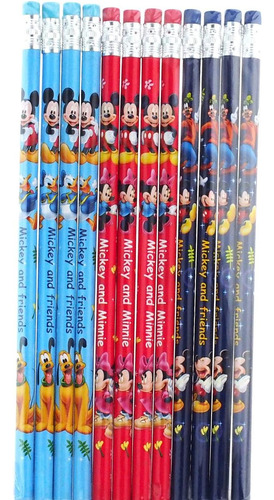 Pack De 12 Lápices De Madera De Mickey Mouse Y Sus Ami...
