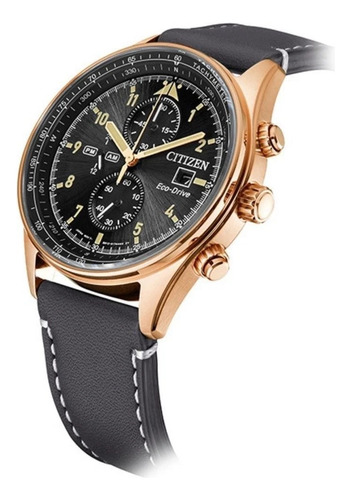 Ca0773-15e Reloj Citizen Cronografo Eco Drive 40mm Gift Set Correa Gris Oscuro Bisel Dorado Fondo Gris Oscuro