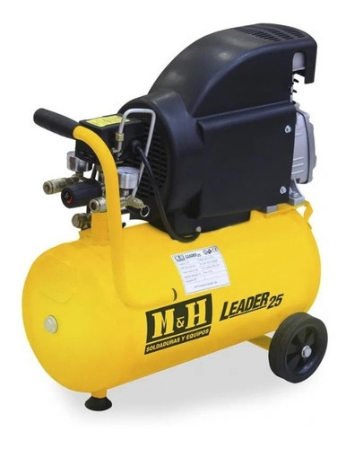 Imagen 2 de 2 de Compresor 24lts 2hp New Leader 25 + Kit 3 Piezas M&h // Burg Frecuencia 50/60hz Fase Eléctrica Monofásica Color Amarillo