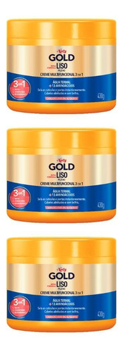 Creme De Tratamento Niely Gold 430g Liso Pleno - Kit Com 3un