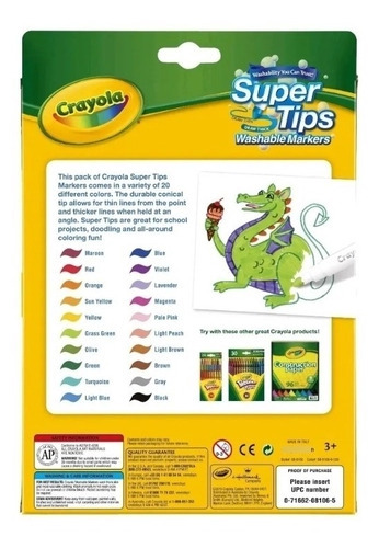 Crayola Marcadores Colores Lavables Super Tips 20 Unidades