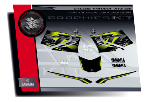 Calcos Yamaha Xtz 125 - Amarillo Lima - Insignia Calcos