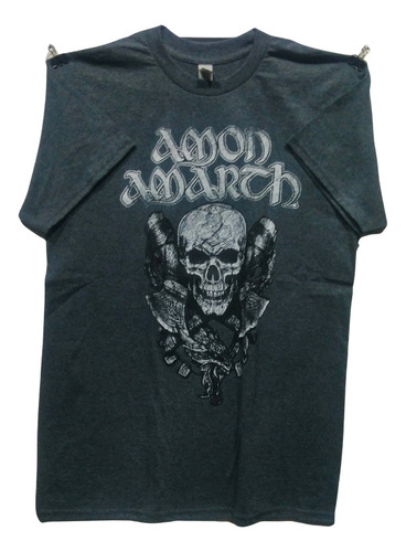 Amon Amarth Playera Manga Corta Skull 2 Axes Talla S T-shirt