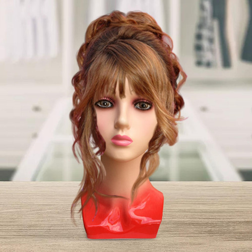 Modelo De Exhibición De Peluca De Cabeza De Paño Rojo