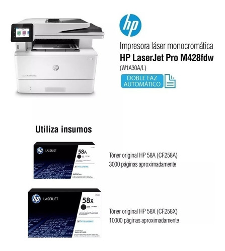 Imagen 5 de 7 de Impresora Multifuncion Laser Hp M428 Wifi Scaner Fax Duplex