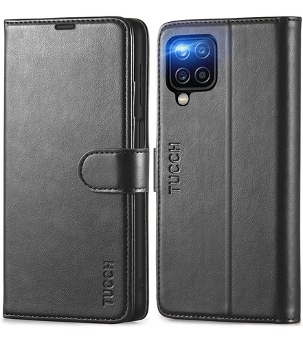 Funda Billetera Protectora Para Galaxy A12 / M12 Negra