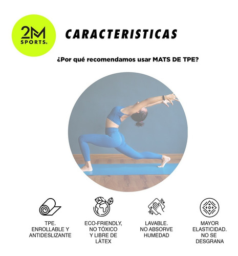 Imagen 3 de 9 de Mat Colchoneta Yoga Tpe 6mm Enrrollable Pilates Gym
