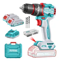 Comprar Taladro Percutor Atornillador Inalámbrico Brushless TOTAL 20v Compacto, Potente y Versátil Con Maletín 2 Baterías Cargador Ultra Rápido y Accesorios