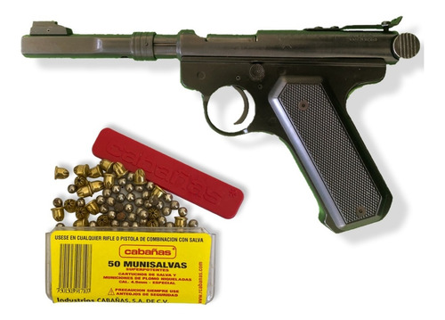 Kit Pistola Deportiva Cañon Corto + 50 Munisalva Cabañas P8
