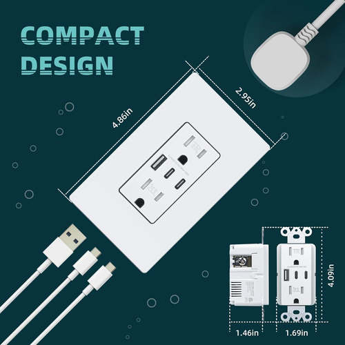 Barra Multicontacto Usb Enchufes Contacto Sobreponer 5 En 1