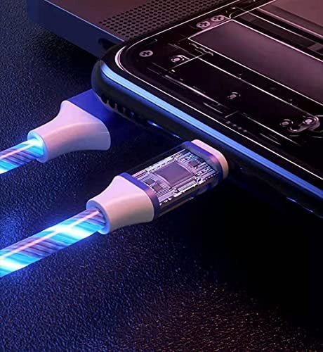 Cable Usb Azul Tipo Flujo Led Iluminado Luz Visible 360