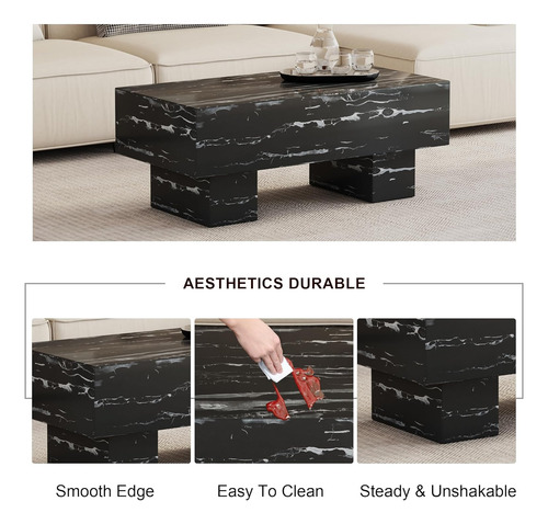 Mesa De Centro Moderna Rectangular De Mármol Falso Con Patas