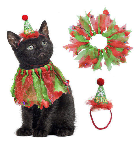 Cat Christmas Costume Cat Christmas Collar With Bells A...