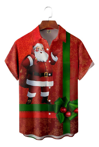 Camisa Hawaiana Unisex Con Caja Regalo Papá Noel, Cami