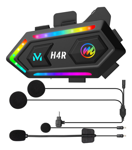 Moman Auriculares Para Casco De Motocicleta, H4r Rgb Light D