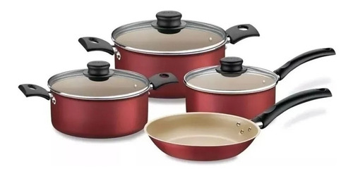 Set Bateria De Cocina 7 Pz Rojo Turim Tramontina