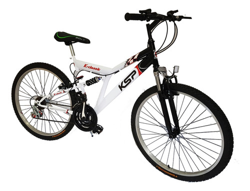 Mountain bike Kelinbike B26TS8 18" 18v frenos v-brakes cambio Tough color blanco/negro/rojo con pie de apoyo  