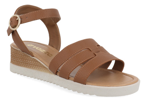 Sandalia Casual Vazza Color Camel Para Mujer 7670016