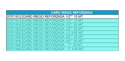 Manguera Riego Virgen Reforzada Tecnocom 1/2 Pulgada X 15mt