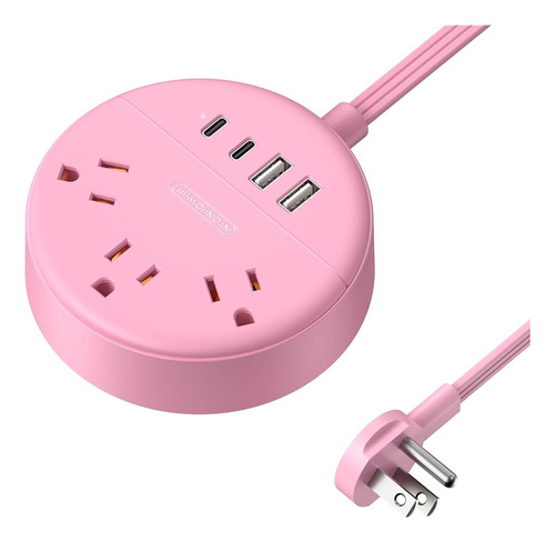 Regleta De Enchufes Rosa Ntonpower, Cable De Extensión De 5 