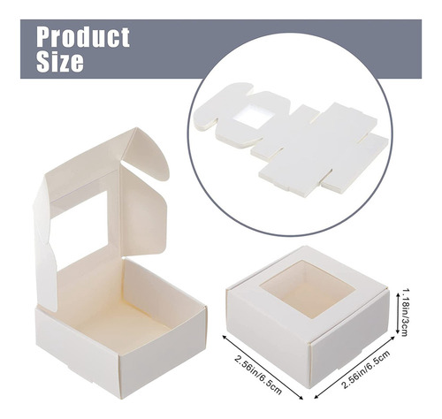 Mini Caja De Papel Kraft De 100 Piezas Con Ventana Y Embalaj