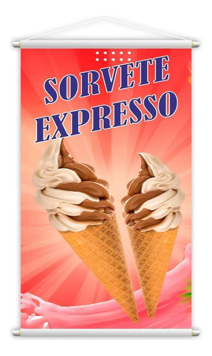 Banner Sorvete Expresso Soft Casquinha Sorveteria 80x50cm