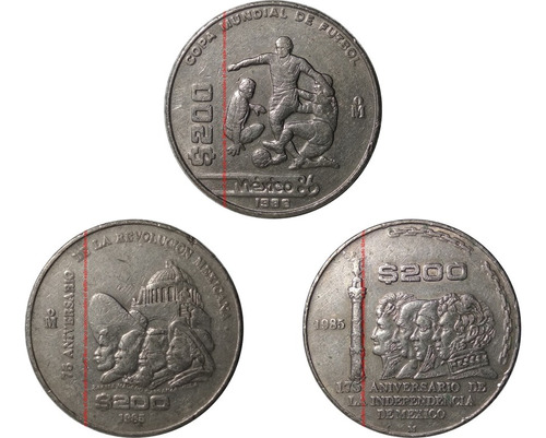 Lote 4 Monedas 200 Y 5000 Pesos 1985 1986 1988 Conmemorativa